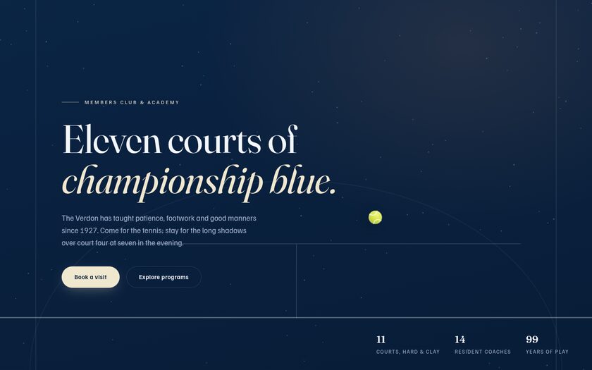 Verdon Tennis Club — live prototype by Gideon Awolesi