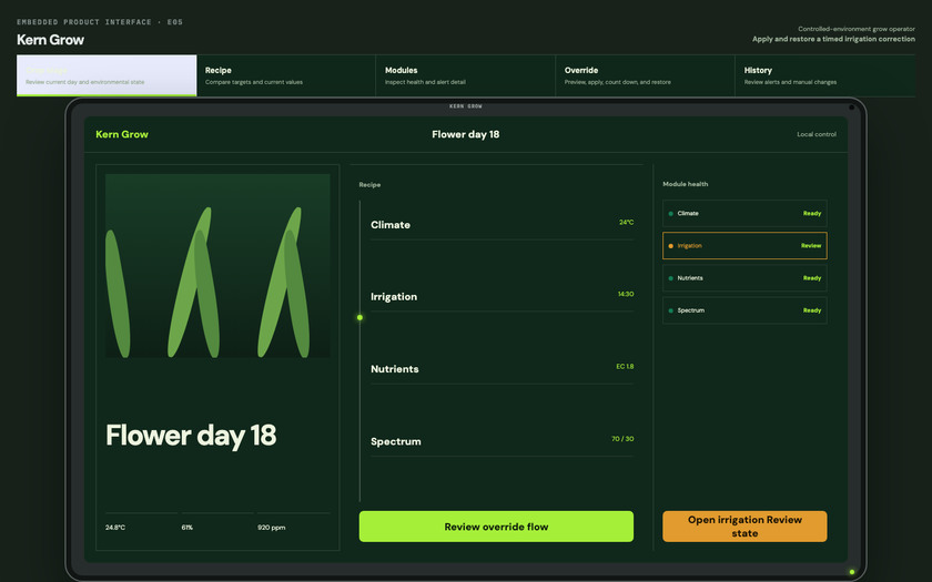 Kern Grow Controller — live prototype by Gideon Awolesi
