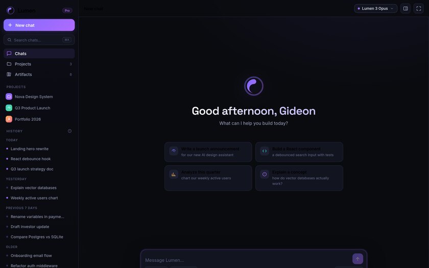 Lumen — live prototype by Gideon Awolesi
