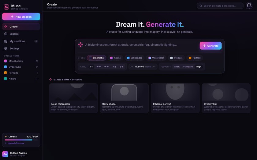 Muse — live prototype by Gideon Awolesi