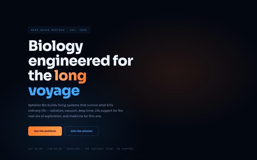 Aphelion Bio — live prototype by Gideon Awolesi