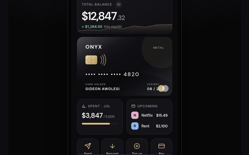 Onyx — live prototype by Gideon Awolesi