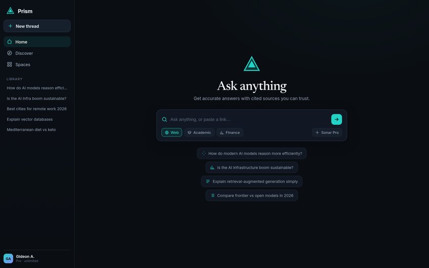 Prism — live prototype by Gideon Awolesi