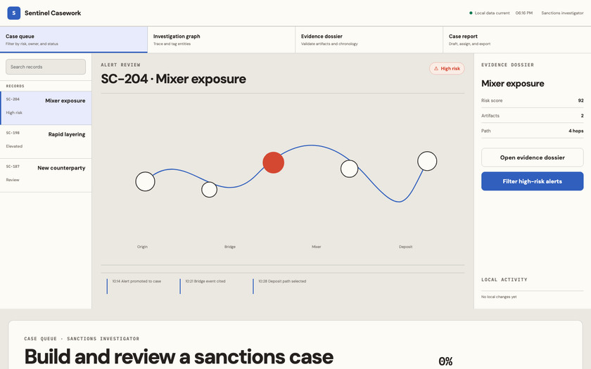 Sentinel Casework — live prototype by Gideon Awolesi